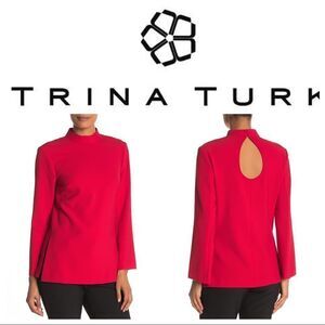 Trina Turk Hostess Back Keyhole Mock Neck Top